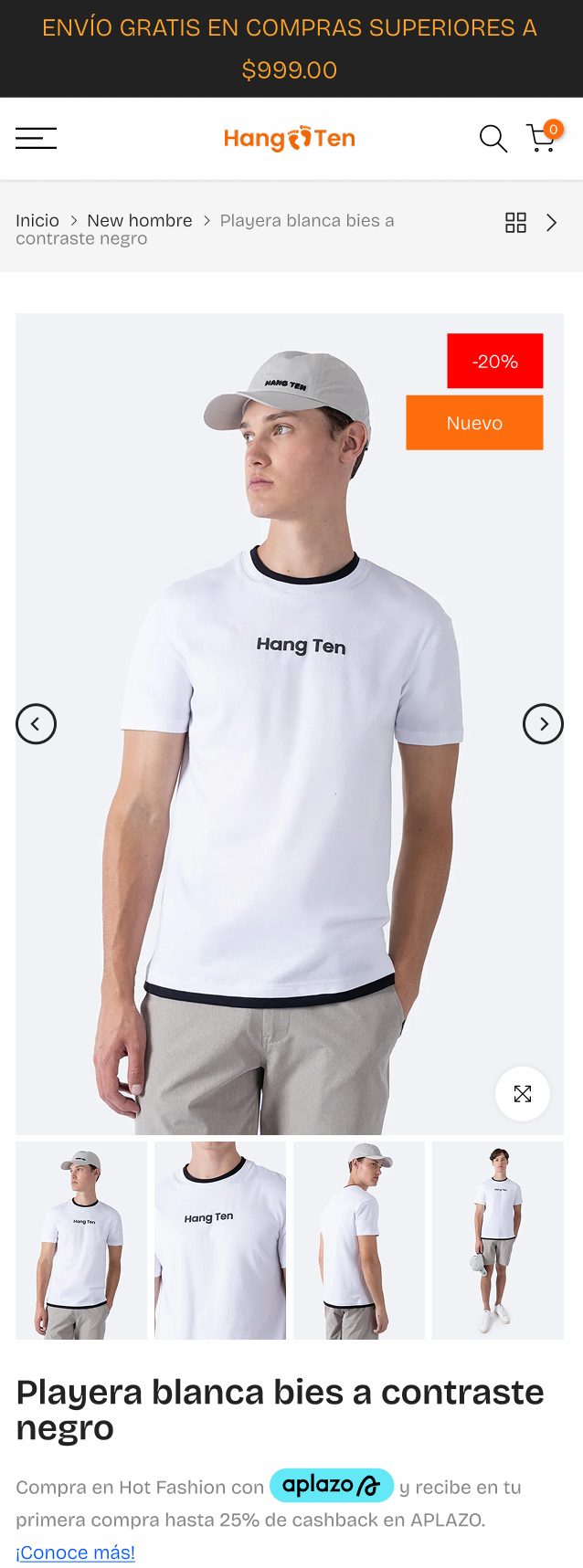 Versión original de la ficha de producto Hang Ten, con galería antes del título.